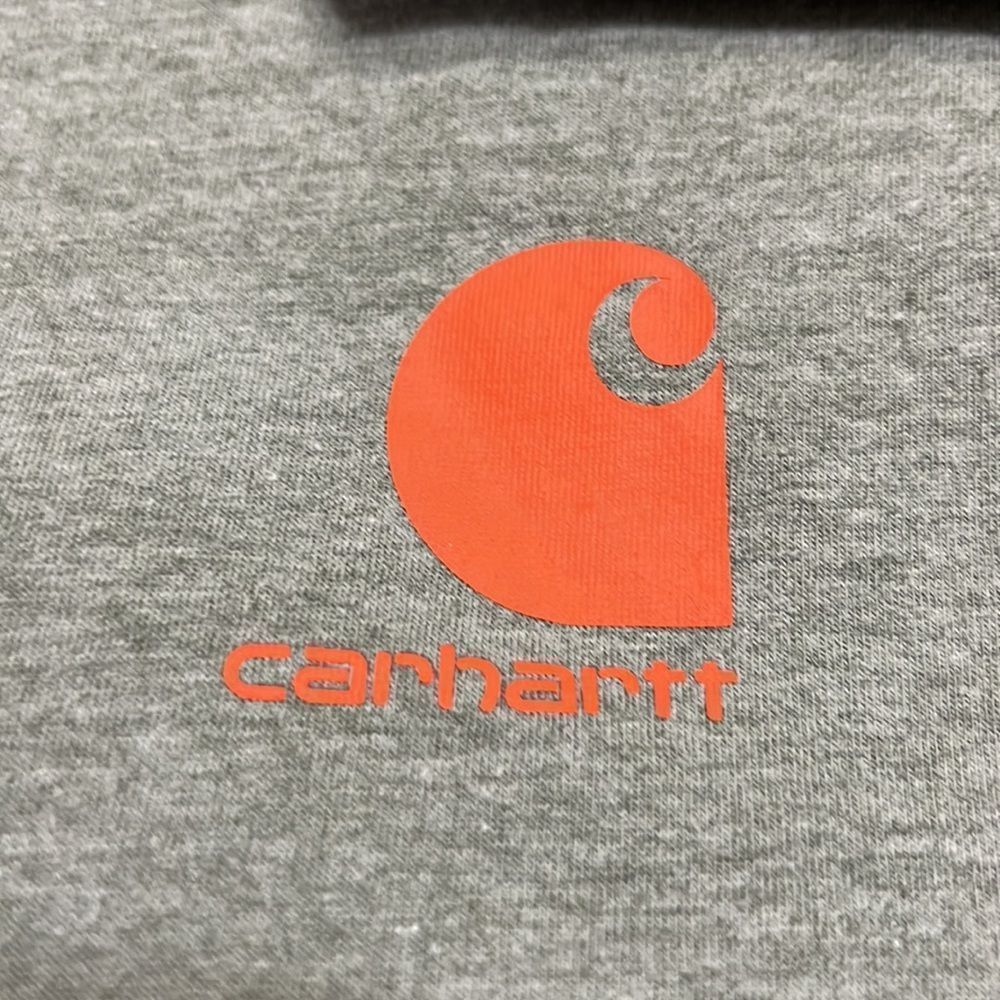 Carhartt Gray Orange Logo Long Sleeve T Shirt Women's Large EUC - Picture 3 of 8